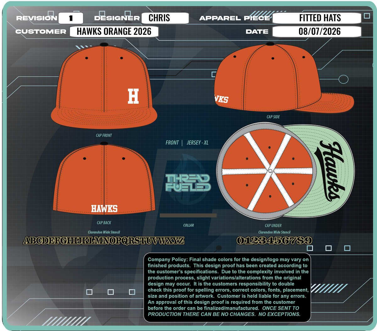 Hudson Valley Hawks Fall Orange 2026 Laser Vented Fitted
