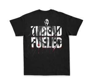 Casper Halloween Tee, back: blood-drip ThreadFueled print on black tee